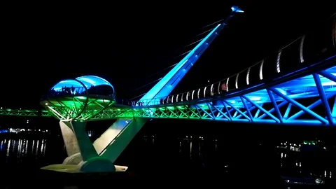 Time lapse colourful light bridge Stock Footage 86889040