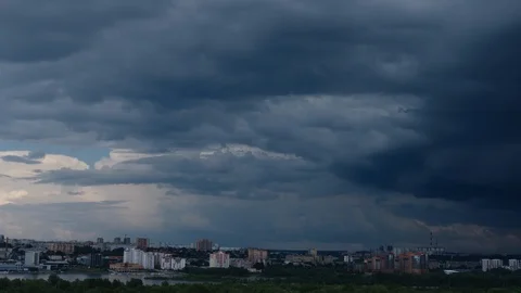 TIME-LAPSE: Coming hard thunderstorm over Novosibirsk city, Russia Stock Footage 91621215
