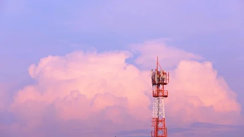 (Time lapse ) Communication Tower with  sky background, Stock Footage 117423376