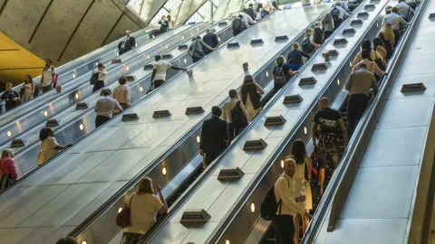 Time lapse of commuters on busy escalators, London, UK Stock Footage 252201905