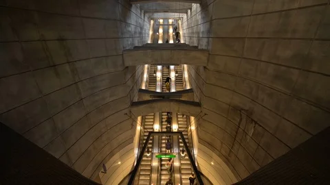 Time-lapse of commuters on an escalator Stock Footage 116601490