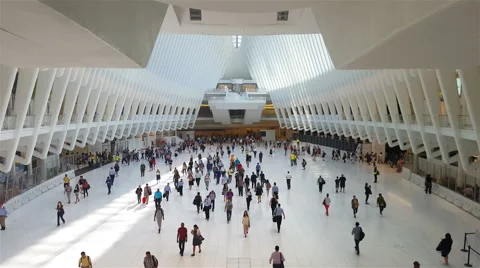 Time Lapse Commuters at World Trade Center Station 4K Stock Footage 68175505