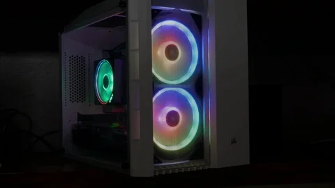 A time-lapse of a computer after a home-made build with rgb lights Stock Footage 113248056