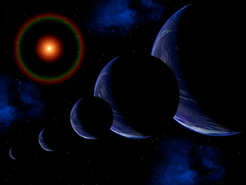 A time lapse conceptual image of the Earth in orbit around the Sun. Stock Illustration