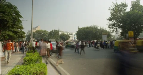 Time Lapse of Connaught Place in New Delhi, India Stock Footage 73005957