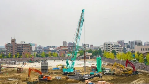 Time lapse of construction area, diorama Stock Footage 80176546