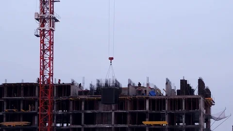 Time lapse - construction of the building with workers and cranes Stock Footage 73794851