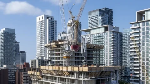 Time lapse - Construction Cranes in action Stock Footage 249638523