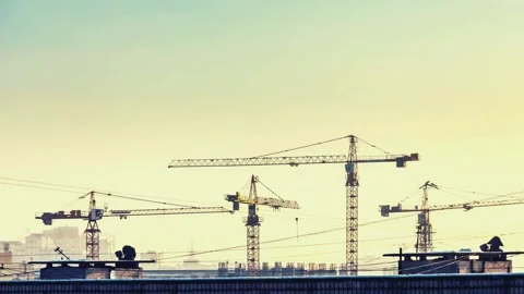 Time-lapse of construction cranes	 Stock Footage 276613555