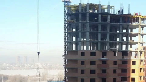 Time lapse, construction of multistory apartment building Stock Footage 74228338