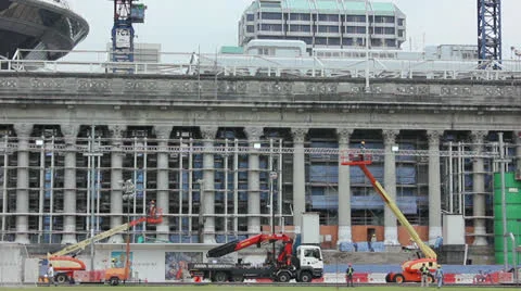 Time lapse of construction on old building Stockbeeldmateriaal 24638028