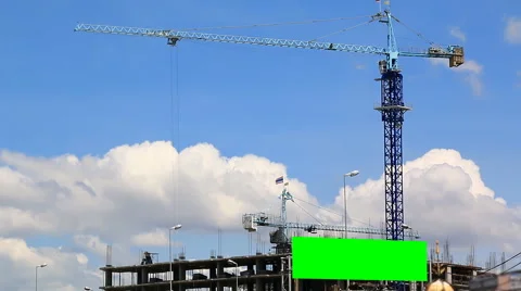 Time lapse construction site and mini billboard green screen Stock Footage 51660784