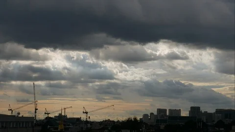 Time lapse/ construction site and rain cloud Stock Footage 102296763