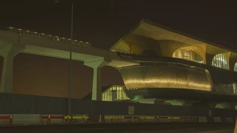 Time lapse of construction site around train station, Doha Video stock 111318788