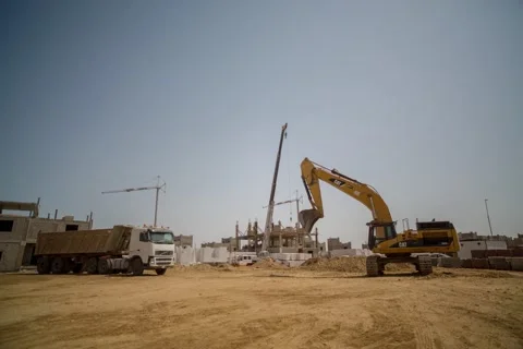 Time Lapse of a Construction Site With Cranes Stock Footage 61382817