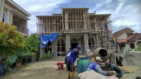 Time lapse - Construction worker at work Stock Footage 219994036