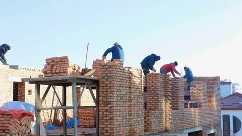 Time lapse of construction workers on construction site Stock Footage 103352506