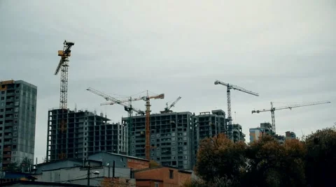 Time lapse of constuction site with cranes Stock Footage 68749623