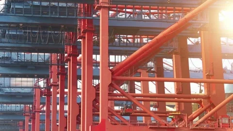 Time lapse container crane handling gantry crane or ship to shore crane loading Stock-Footage 336269637