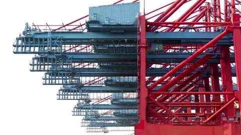 Time lapse container crane handling gantry crane or ship to shore crane loading Stock-Footage 336269794