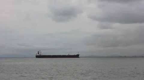 Time lapse of container ship anchored at sea Video stock 24883604