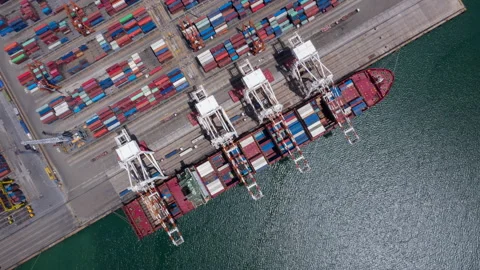 Time lapse Container ship in export and import business and logistics. Stock Footage 132354375