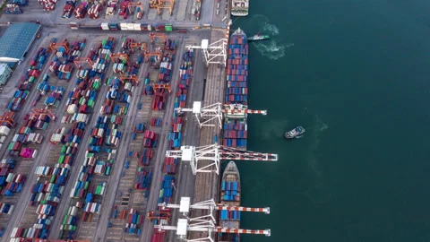 Time lapse Container ship in export and import business and logistics. Stock Footage 132355763