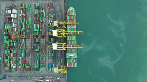 Time lapse Container ship in export and import business and logistics. Stock Footage 132355872