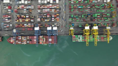 Time lapse Container ship in export and import business and logistics. Stock Footage 132361211