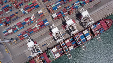 Time lapse Container ship in export and import business and logistics. Stock Footage 132362232