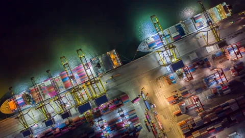 Time lapse Container ship in export and import business and logistics. Vídeos de archivo 132365672