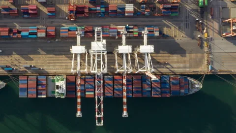 Time lapse Container ship in export and import business and logistics. Stock Footage 132366261