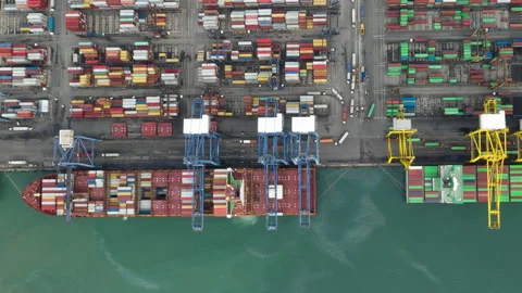 Time lapse Container ship in export and import business and logistics. Stock Footage 132366538