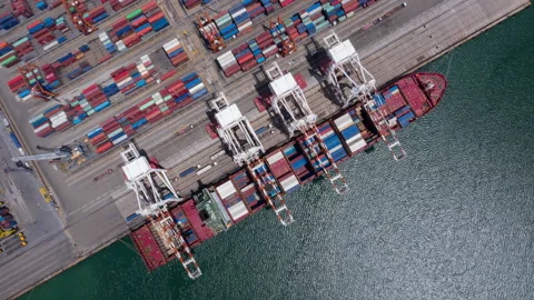 Time lapse Container ship in export and import business and logistics. Stock Footage 132378182