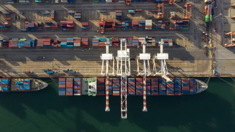 Time lapse Container ship in export and import business and logistics. Stock Footage 132392678