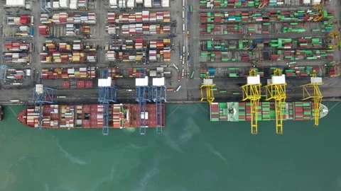 Time lapse Container ship in export and import business and logistics. Stock Footage 132394716