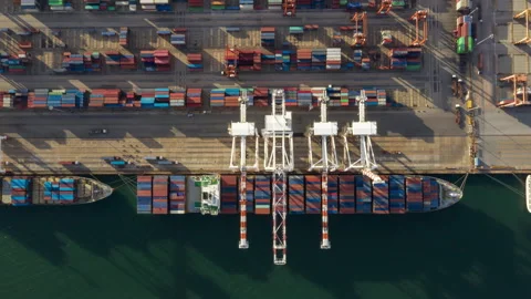 Time lapse Container ship in export and import business and logistics. Stock Footage 132410535