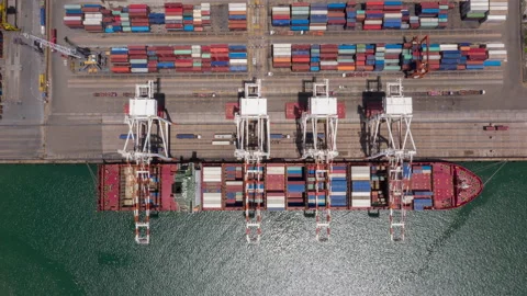 Time lapse Container ship in export and import business and logistics. Stock Footage 132410574