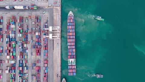 Time lapse Container ship in export and import business and logistics. Vídeos de archivo 132412113
