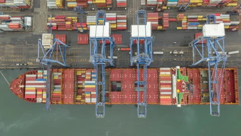 Time lapse Container ship in export and import business and logistics. Stock Footage 132412565
