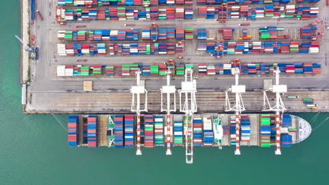 Time lapse Container ship in export and import business and logistics. Stock Footage 140150381