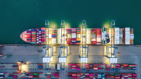 Time lapse Container ship in export and import business and logistics. Stock Footage 140150959