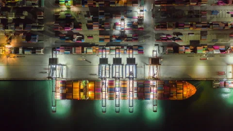 Time lapse Container ship in export and import business and logistics. Stock Footage 140151006