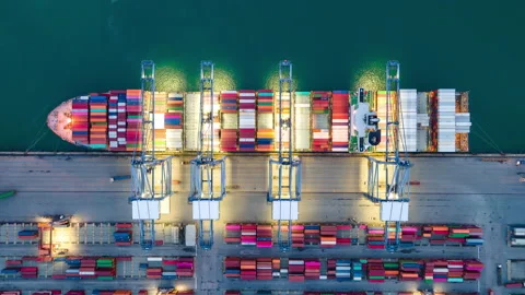 Time lapse Container ship in export and import business and logistics. Stock Footage 140151381