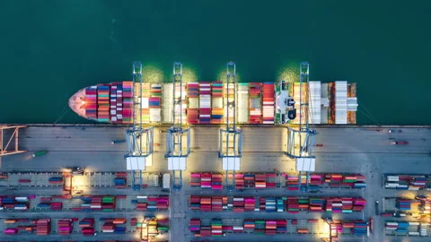 Time lapse Container ship in export and import business and logistics. Stock Footage 140151398