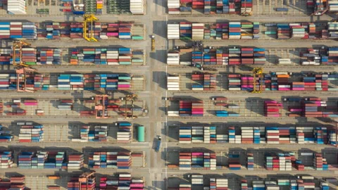 Time lapse Container ship in export and import business and logistics. Stock Footage 140182673