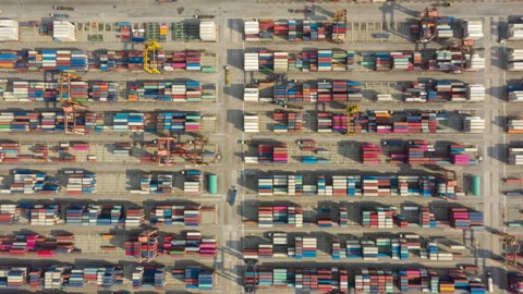 Time lapse Container ship in export and import business and logistics. Stock Footage 140182949