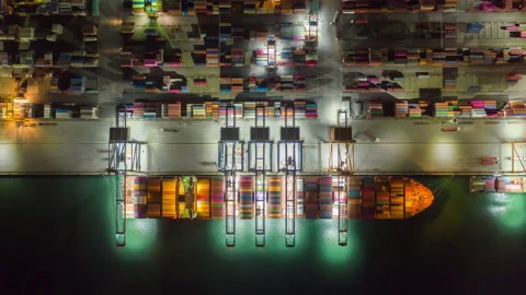 Time lapse Container ship in export and import business and logistics. Vídeos de archivo 140187970