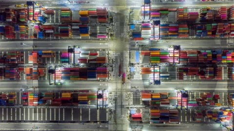 Time lapse Container ship in export and import business and logistics. Stock Footage 140202399