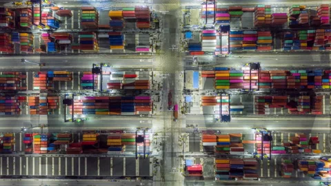 Time lapse Container ship in export and import business and logistics. Stock Footage 140202448